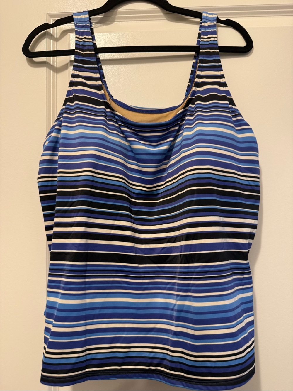 L.L. Bean Blue Striped Scoop Neck Tankini